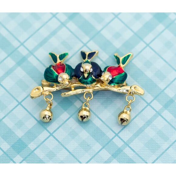 Vintage Three Adorable Birds Brooch - L14 - Picture 1 of 2